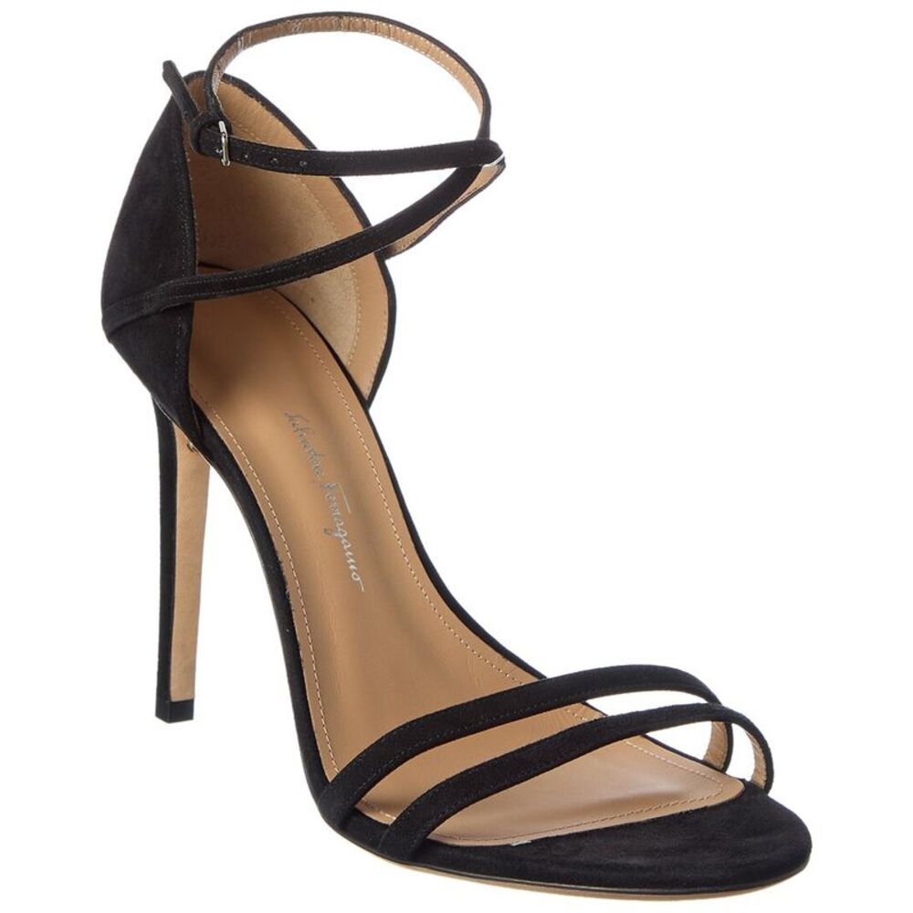 Ferragamo Ines Xs Suede Sandal, Black